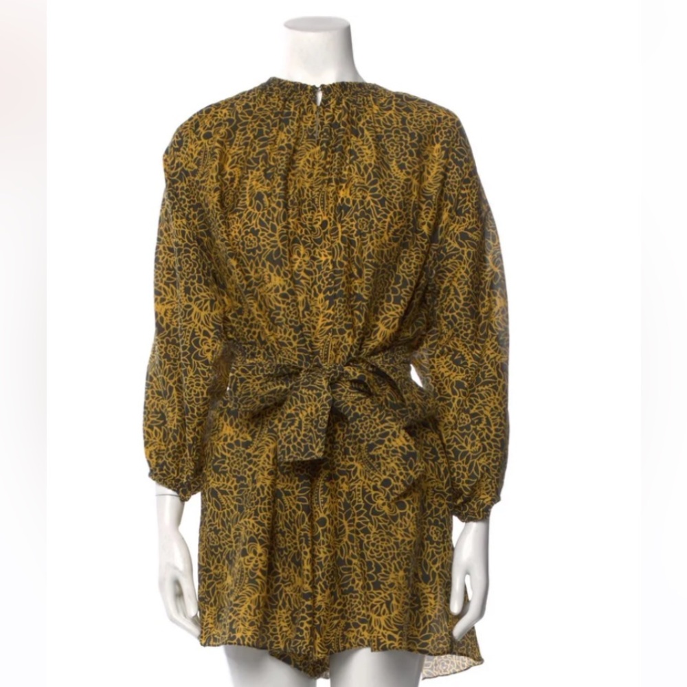 Apiece Apart Pattern Silk Romper w Tie